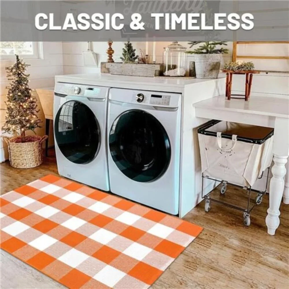 Cotton Buffalo Plaid Check Rug Outdoor Doormat 27.5 x 43 Inches Washable Woven‎
